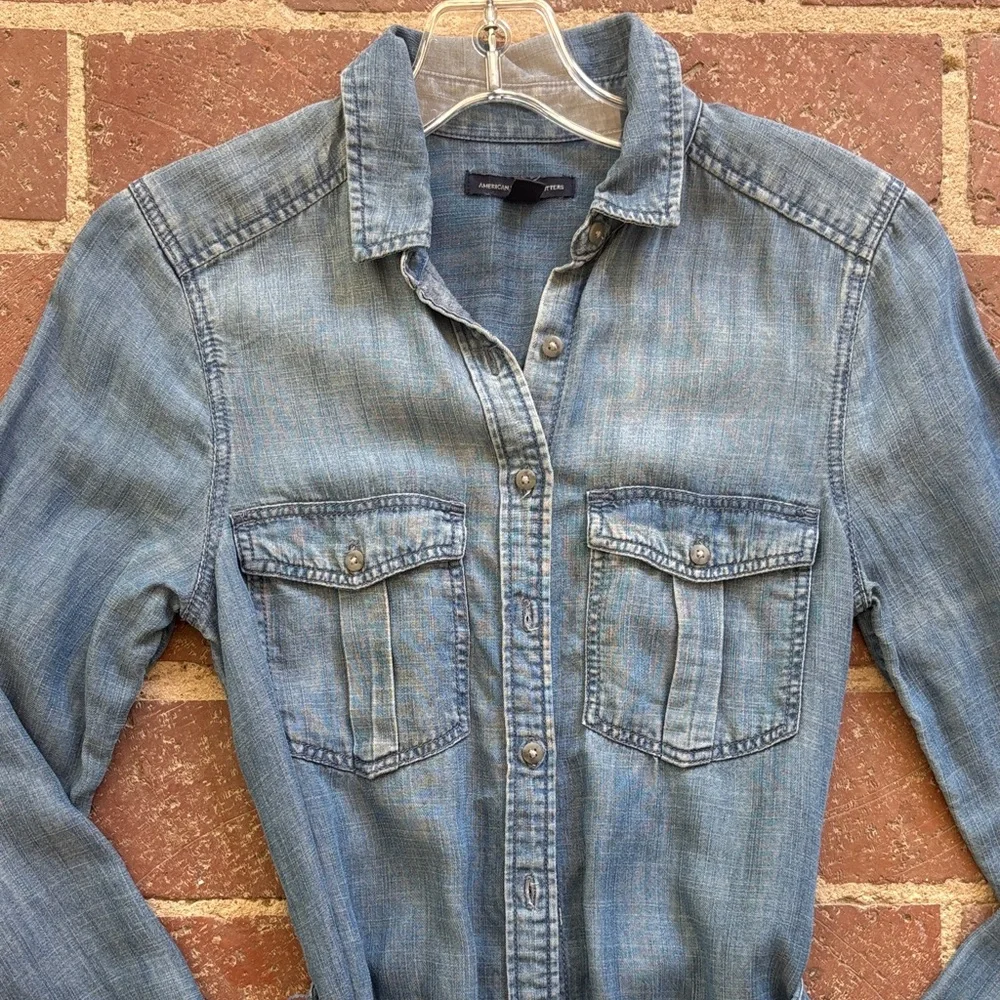 American Eagle Outfitters Blue Chambray Dress - Picture 2 of 11